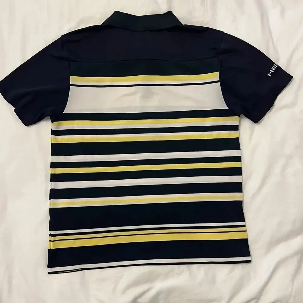 HEAD Tennis Golf Performance Polo Navy Yellow Striped Men’s Large